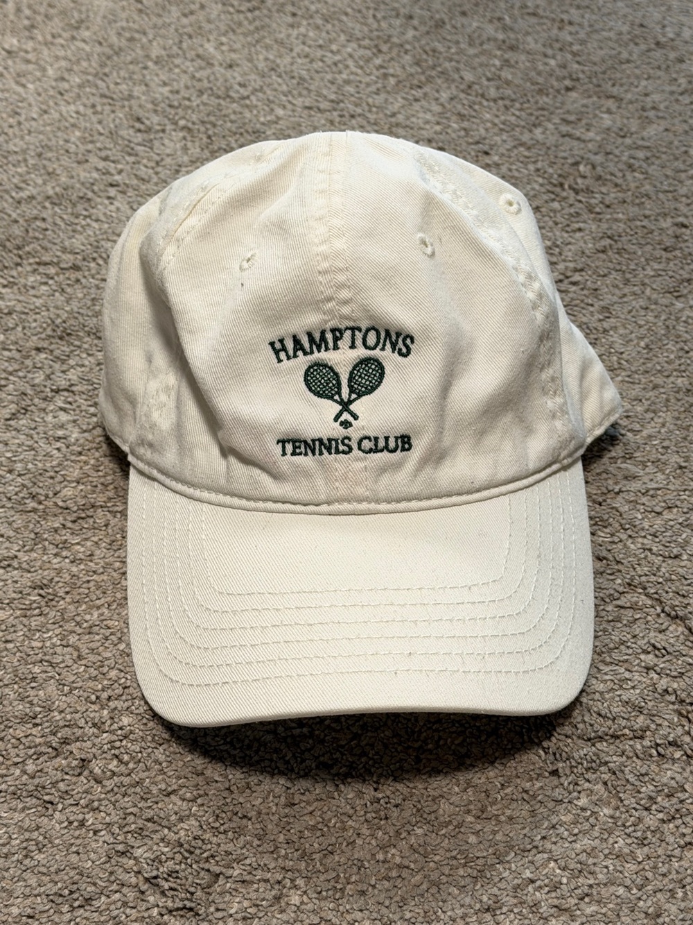 Hamptons Tennis Club Embroidered Cream Baseball Cap